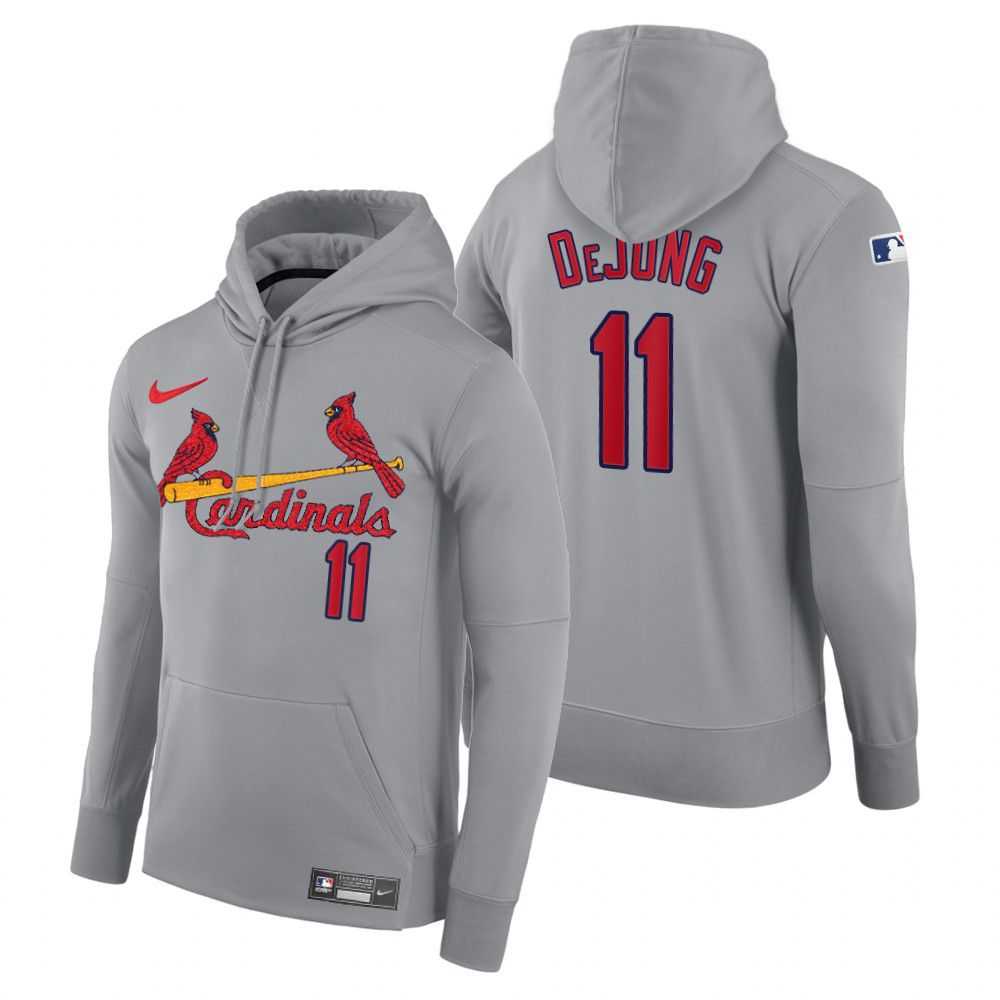 Men St.Louis Cardinals 11 Dejung gray road hoodie 2021 MLB Nike Jerseys